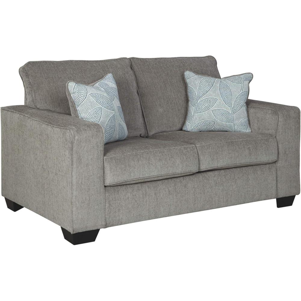imageSignature Design by Ashley Altari Modern Loveseat with 2 Accent Pillows Dark GrayGrey
