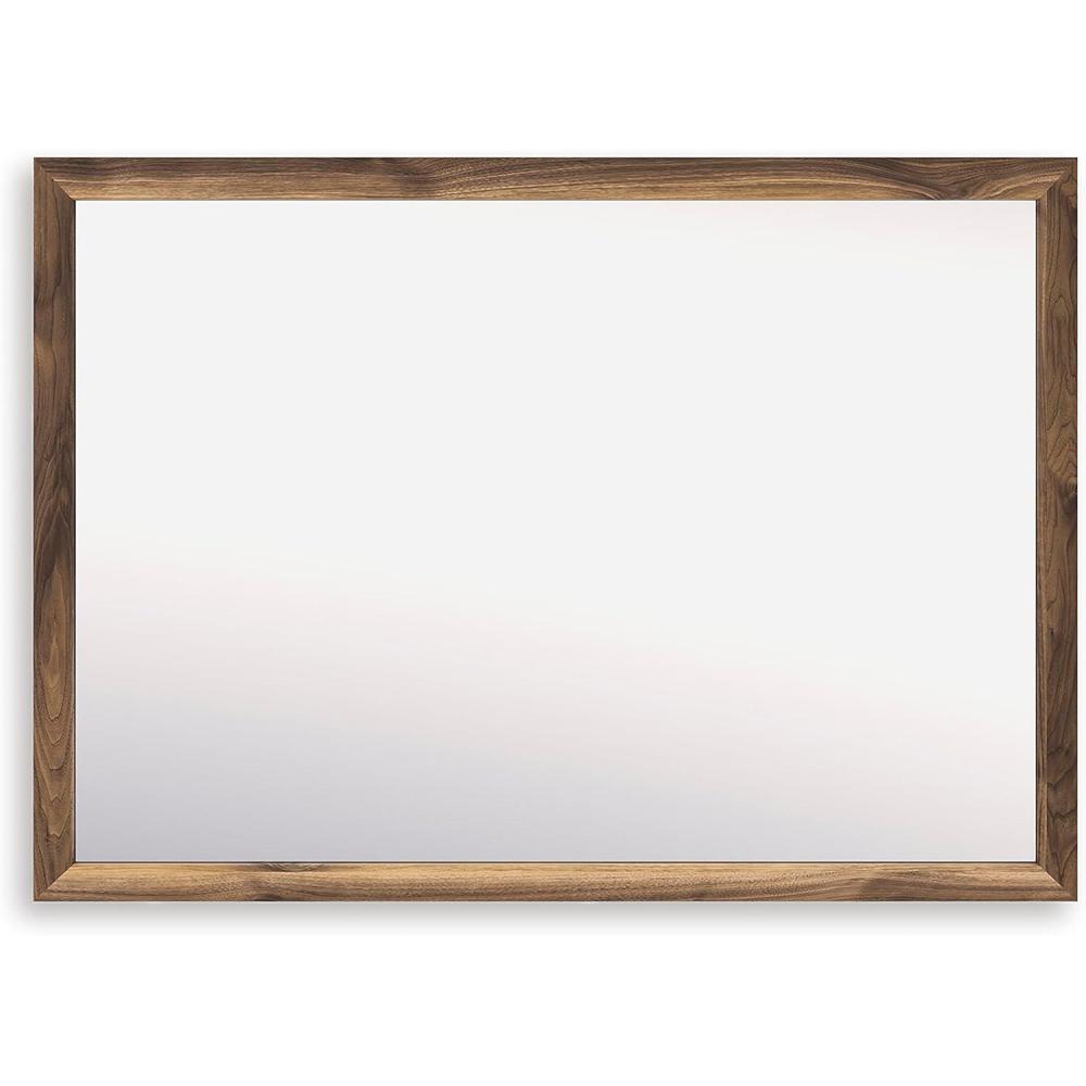 imageSignature Design by Ashley Cadmori Casual Framed Bedroom Mirror for Wall and Dresser Mount Light BrownBrown