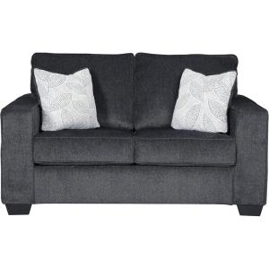 Signature Design by Ashley Altari Modern Loveseat with 2 Accent Pillows, Dark Gray(Charcoal)