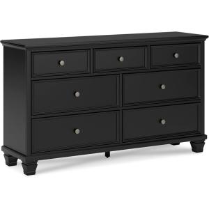 Signature Design by Ashley Danabrin Casual 7-Drawer Dresser and Mirror with Safety Stop, Dark Brown(Black)