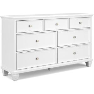 Signature Design by Ashley Danabrin Casual 7-Drawer Dresser and Mirror with Safety Stop, Dark Brown(White)