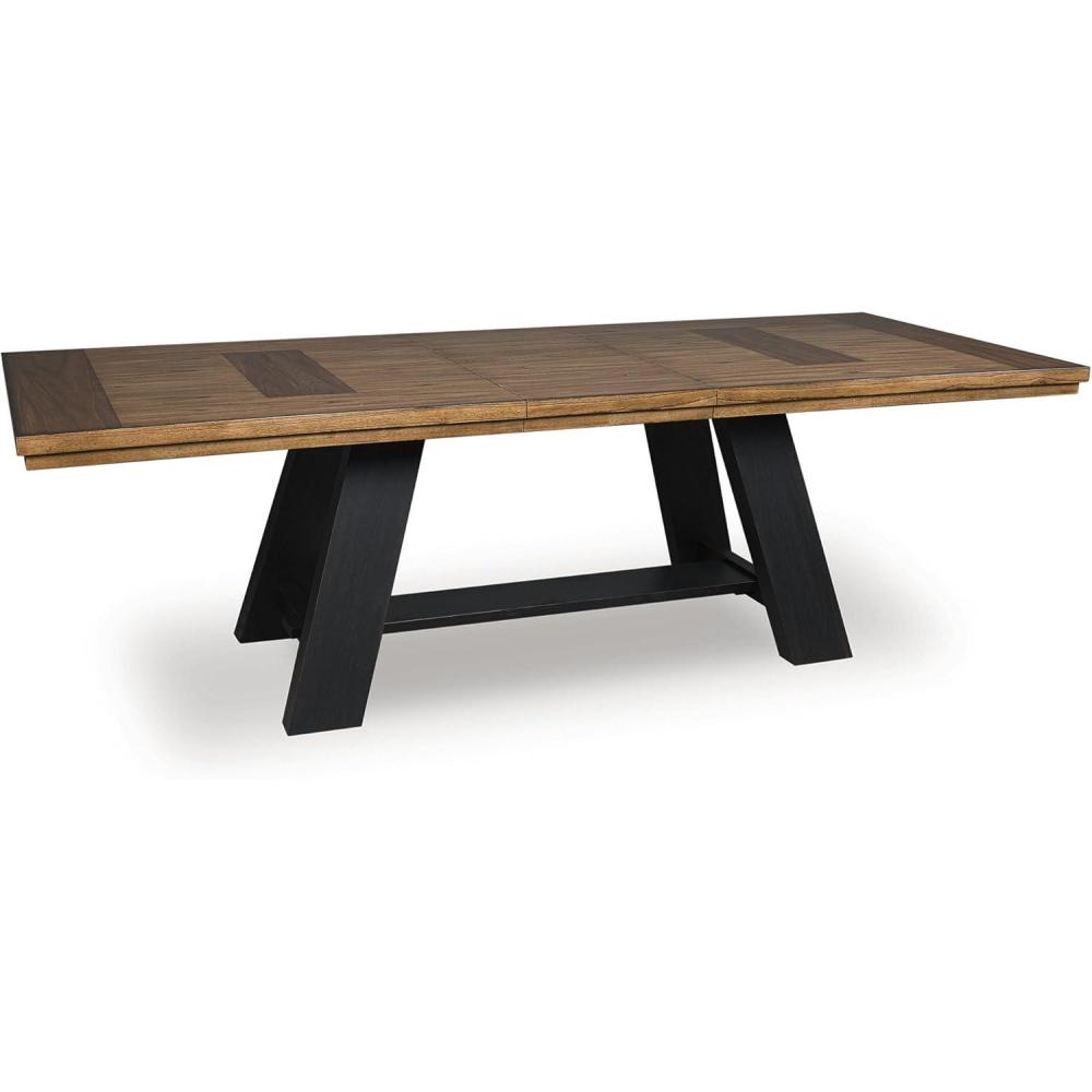 imageSignature Design by Ashley Chadworth Country Rustic Dining Extension Table with Removable Leaf Brown ampamp Black