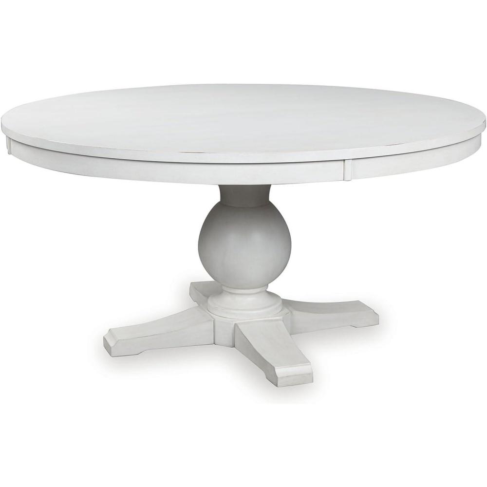imageSignature Design by Ashley Chadworth Farmhouse Dining Table with Pedestal Base White