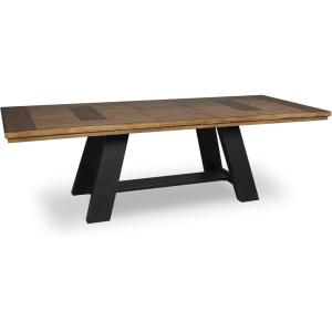 Signature Design by Ashley Chadworth Country Rustic Dining Extension Table with Removable Leaf, Brown & Black