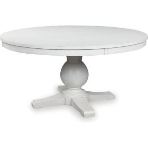 Signature Design by Ashley Chadworth Farmhouse Dining Table with Pedestal Base, White