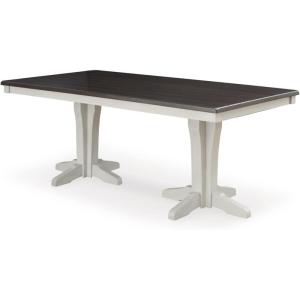 Signature Design by Ashley Darborn Farmhouse Dining Table with Double Pedestal Base, Dark Brown & Light Gray