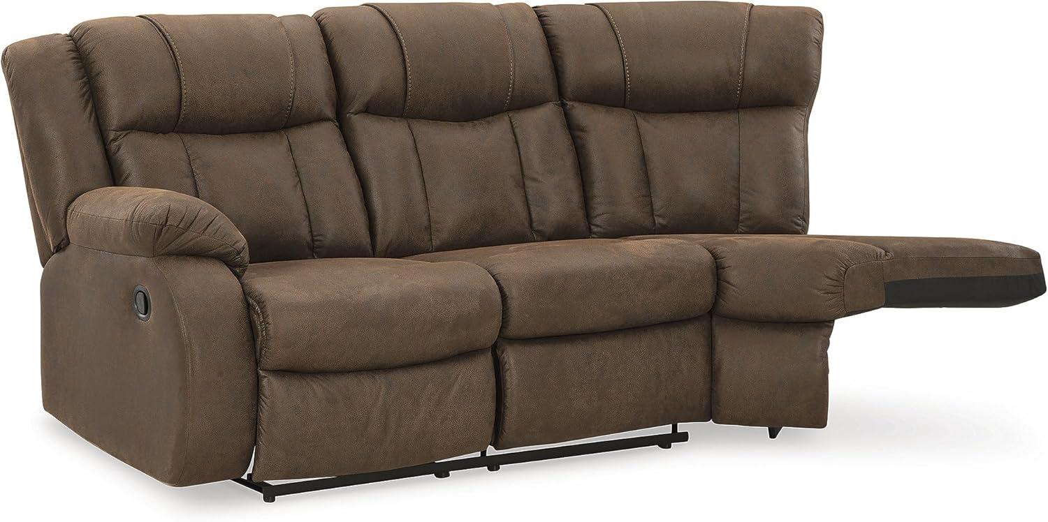 imageSignature Design by Ashley Casual Trail Boys LShape LeftArm Facing 2Piece Faux Leather Reclining Sectional with Cup Holder and Storage Console Dark Brown2Piece Reclining Sectional