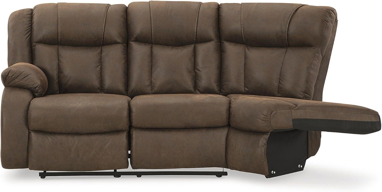imageSignature Design by Ashley Casual Trail Boys LShape LeftArm Facing 2Piece Faux Leather Reclining Sectional with Cup Holder and Storage Console Dark Brown2Piece Reclining Sectional