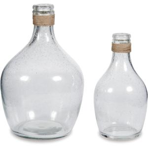 Signature Design by Ashley Marcin Modern Glass 2 Peiece Bottle Neck Vase Set, Clear