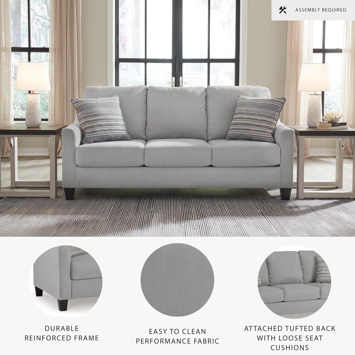 imageSignature Design by Ashley Adlai Casual 2in1 Queen Sofa Sleeper with Folding Memory Foam Mattress and 2 Toss Pillows Light GraySofa