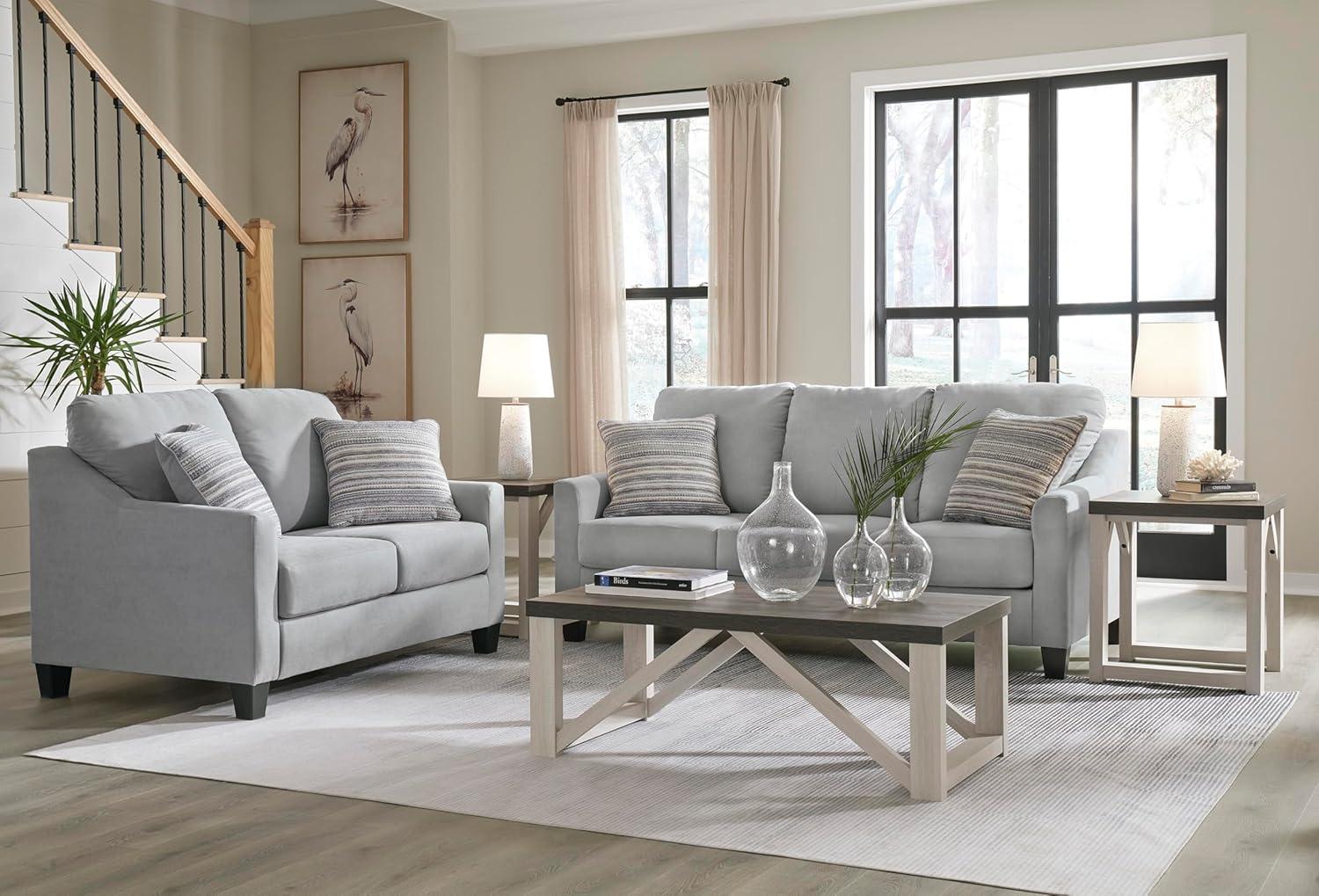 imageSignature Design by Ashley Adlai Casual 2in1 Queen Sofa Sleeper with Folding Memory Foam Mattress and 2 Toss Pillows Light GraySofa