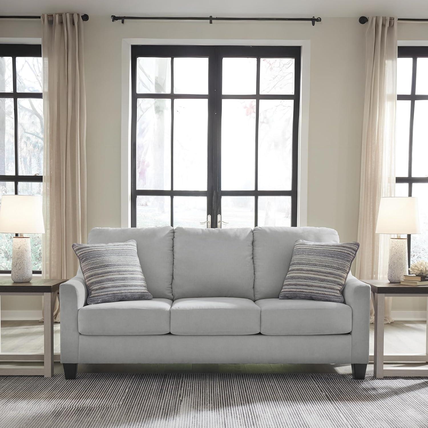 imageSignature Design by Ashley Adlai Casual 2in1 Queen Sofa Sleeper with Folding Memory Foam Mattress and 2 Toss Pillows Light GraySofa