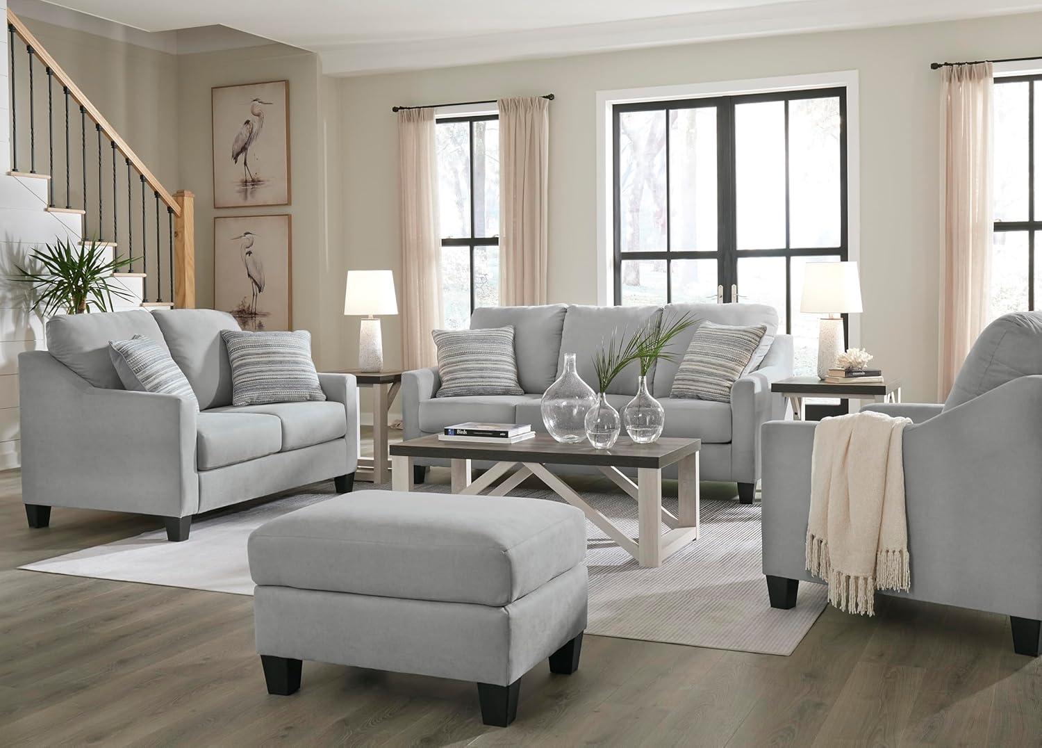 imageSignature Design by Ashley Adlai Casual 2in1 Queen Sofa Sleeper with Folding Memory Foam Mattress and 2 Toss Pillows Light GraySofa