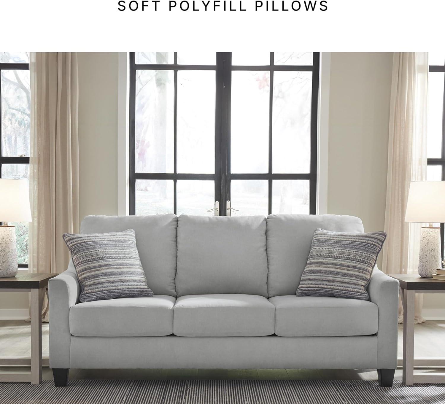 imageSignature Design by Ashley Adlai Casual 2in1 Queen Sofa Sleeper with Folding Memory Foam Mattress and 2 Toss Pillows Light GraySofa