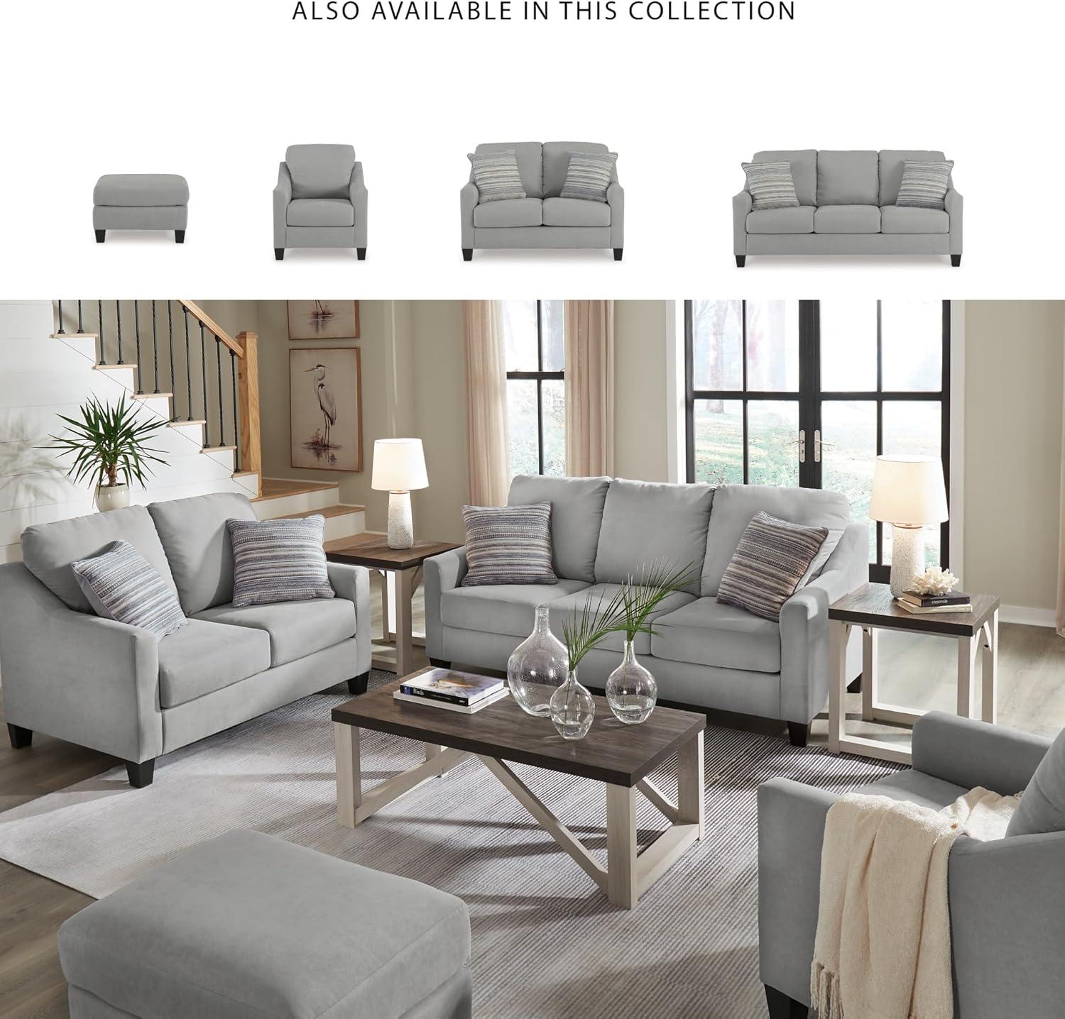 imageSignature Design by Ashley Adlai Casual 2in1 Queen Sofa Sleeper with Folding Memory Foam Mattress and 2 Toss Pillows Light GraySofa