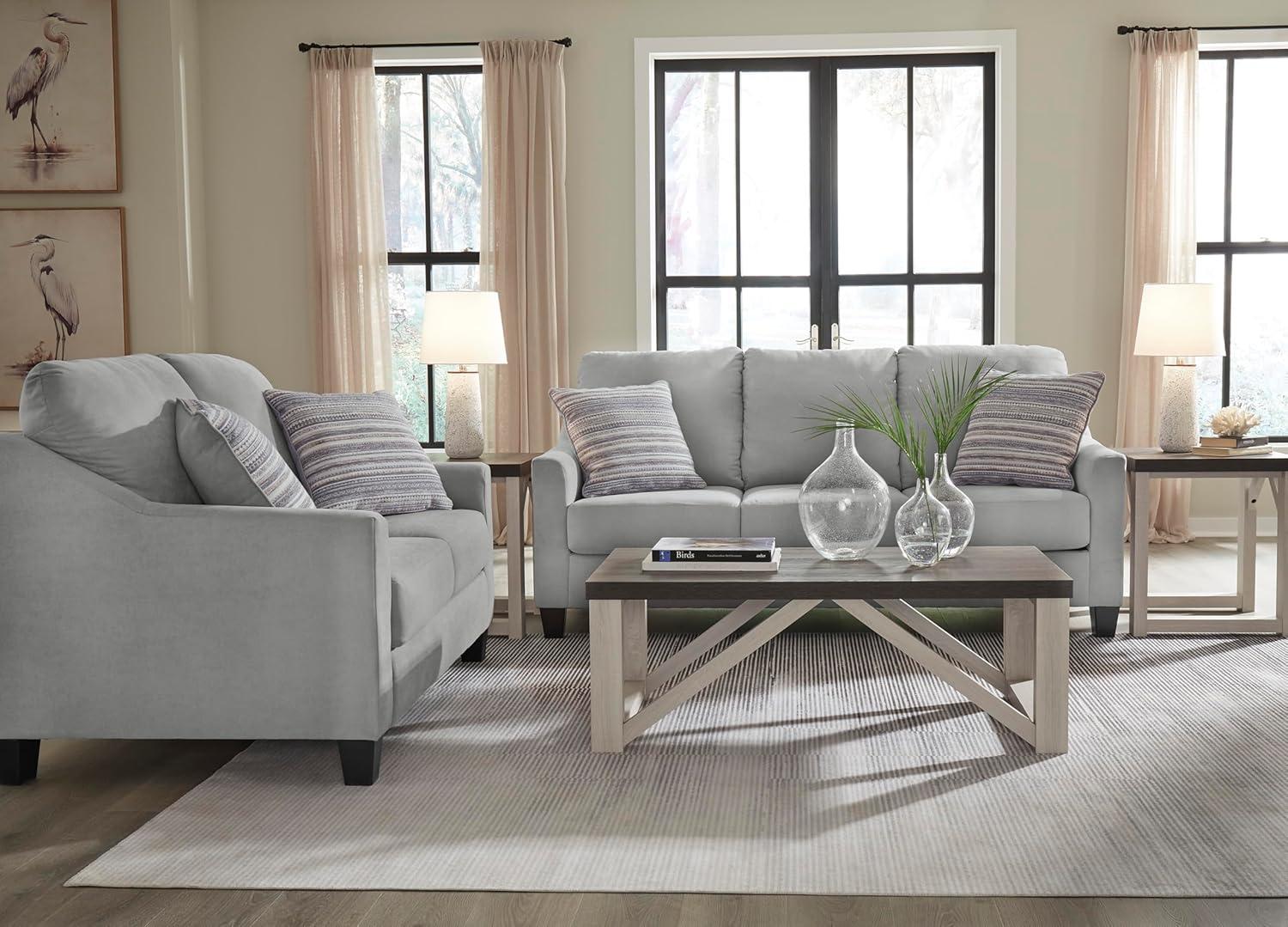 imageSignature Design by Ashley Adlai Casual 2in1 Queen Sofa Sleeper with Folding Memory Foam Mattress and 2 Toss Pillows Light GraySofa