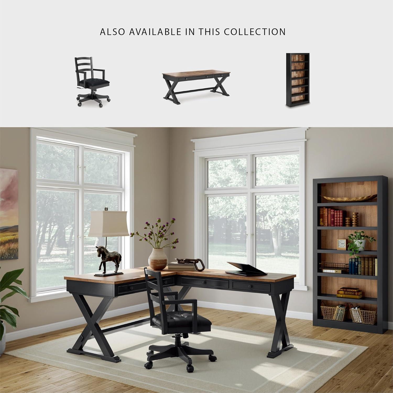 imageSignature Design by Ashley Robbinsdale Casual Home Office Desk Chair Adjustable Height Foam Cushion Wood 2538 W x 25 D x 3713 H Antique WhiteBlack