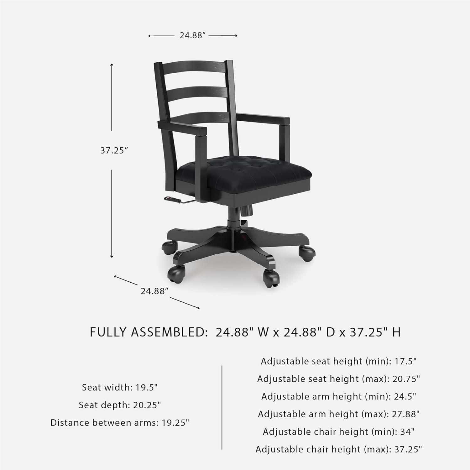 imageSignature Design by Ashley Robbinsdale Casual Home Office Desk Chair Adjustable Height Foam Cushion Wood 2538 W x 25 D x 3713 H Antique WhiteBlack