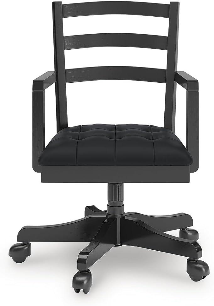imageSignature Design by Ashley Robbinsdale Casual Home Office Desk Chair Adjustable Height Foam Cushion Wood 2538 W x 25 D x 3713 H Antique WhiteBlack