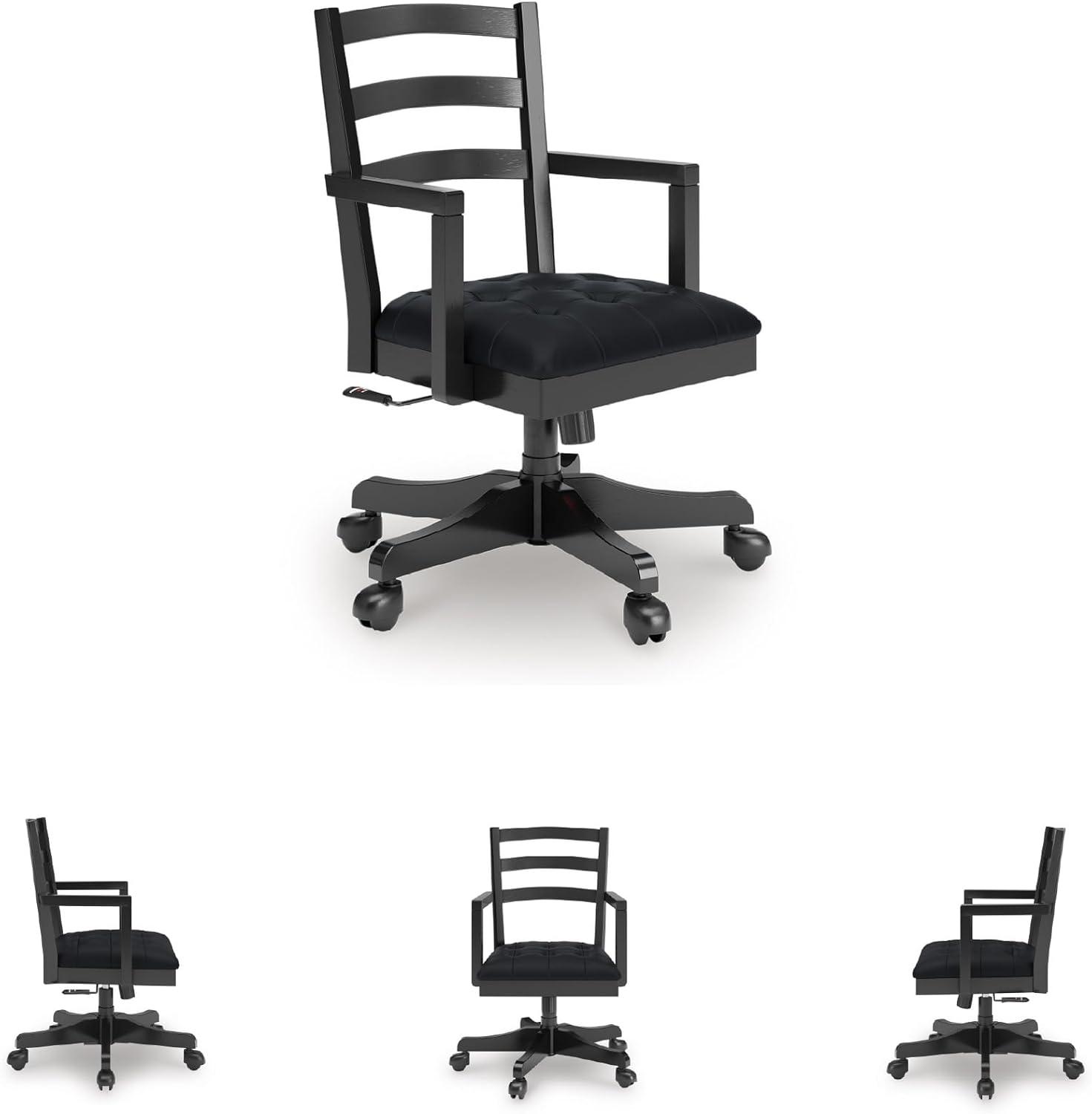 imageSignature Design by Ashley Robbinsdale Casual Home Office Desk Chair Adjustable Height Foam Cushion Wood 2538 W x 25 D x 3713 H Antique WhiteBlack