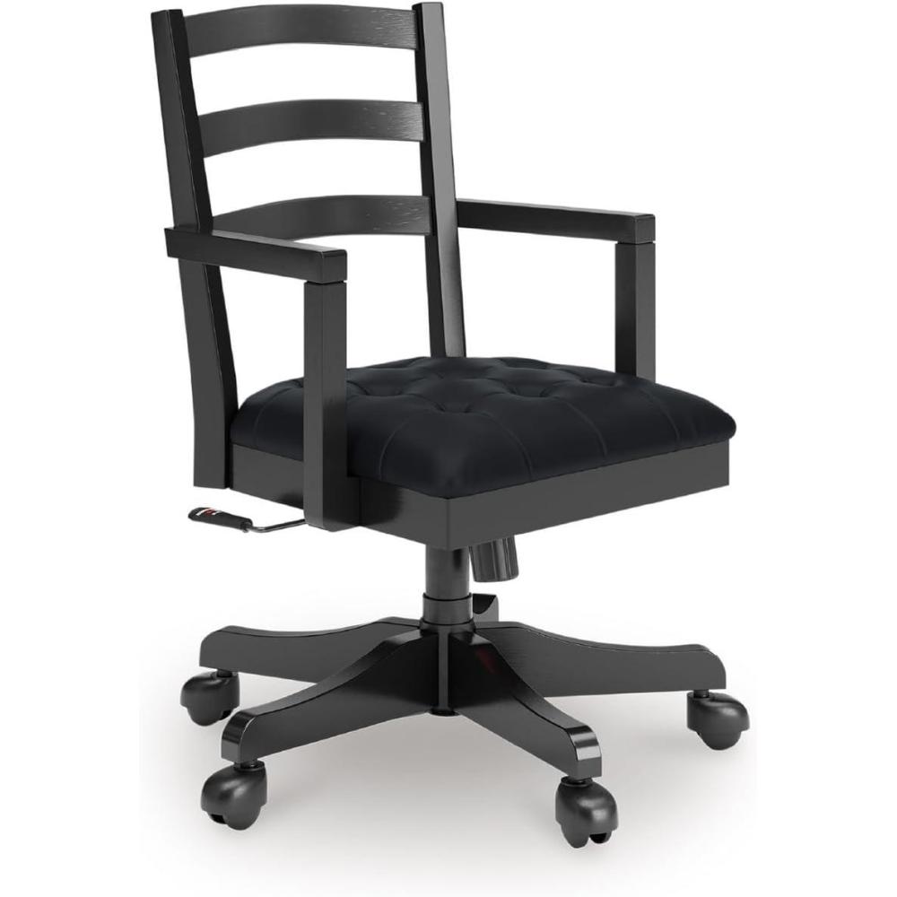 imageSignature Design by Ashley Robbinsdale Casual Home Office Desk Chair Adjustable Height Foam Cushion Wood 2538 W x 25 D x 3713 H Antique WhiteBlack