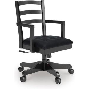 Signature Design by Ashley Robbinsdale Casual Home Office Desk Chair, Adjustable Height, Foam Cushion, Wood, 25.38″ W x 25″ D x 37.13″ H, Antique White(Black)