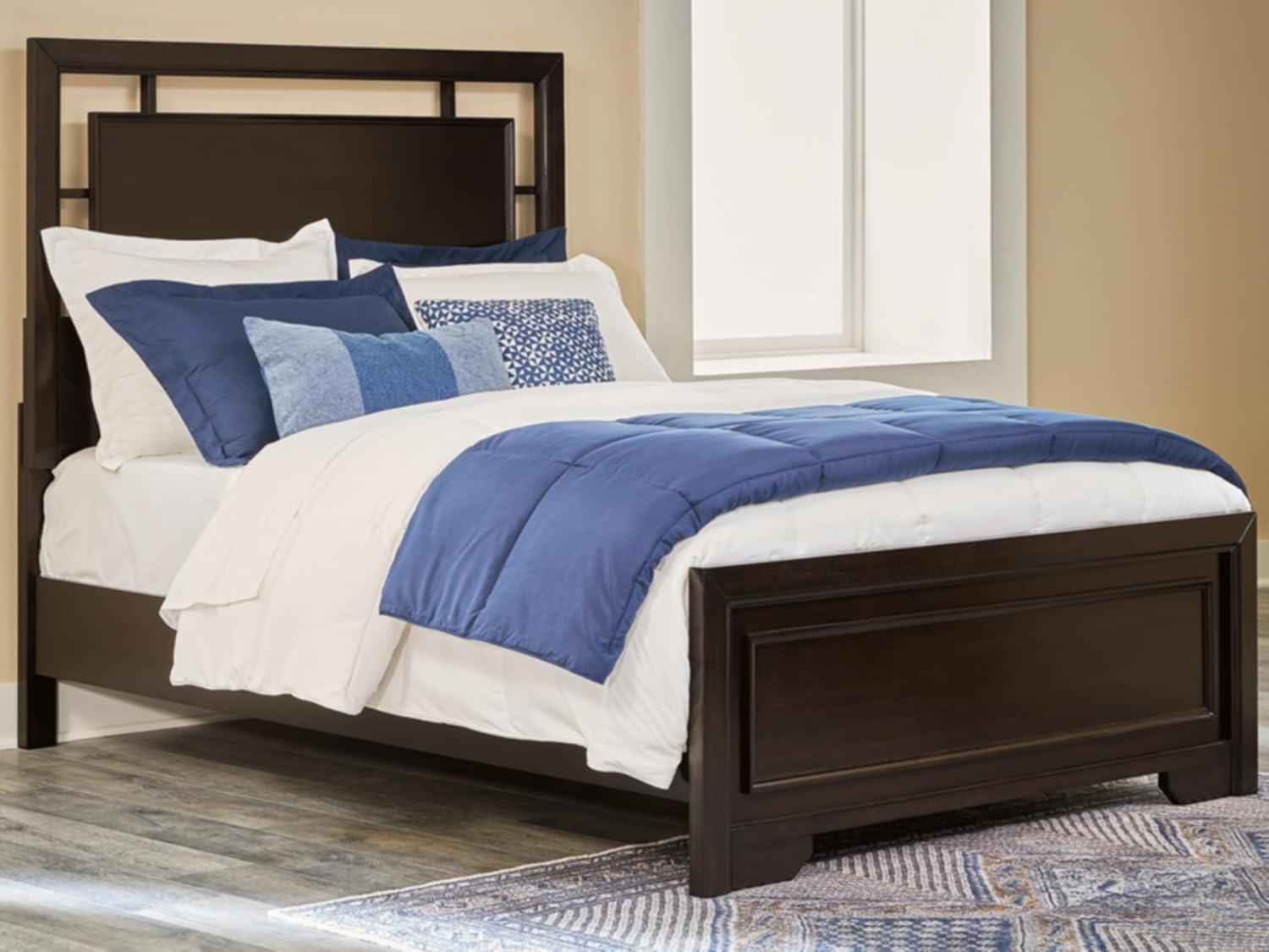 imageSignature Design by Ashley Covetown Traditional California King Panel Bed Foundation or Box Spring Needed Dark BrownFull Panel Bed