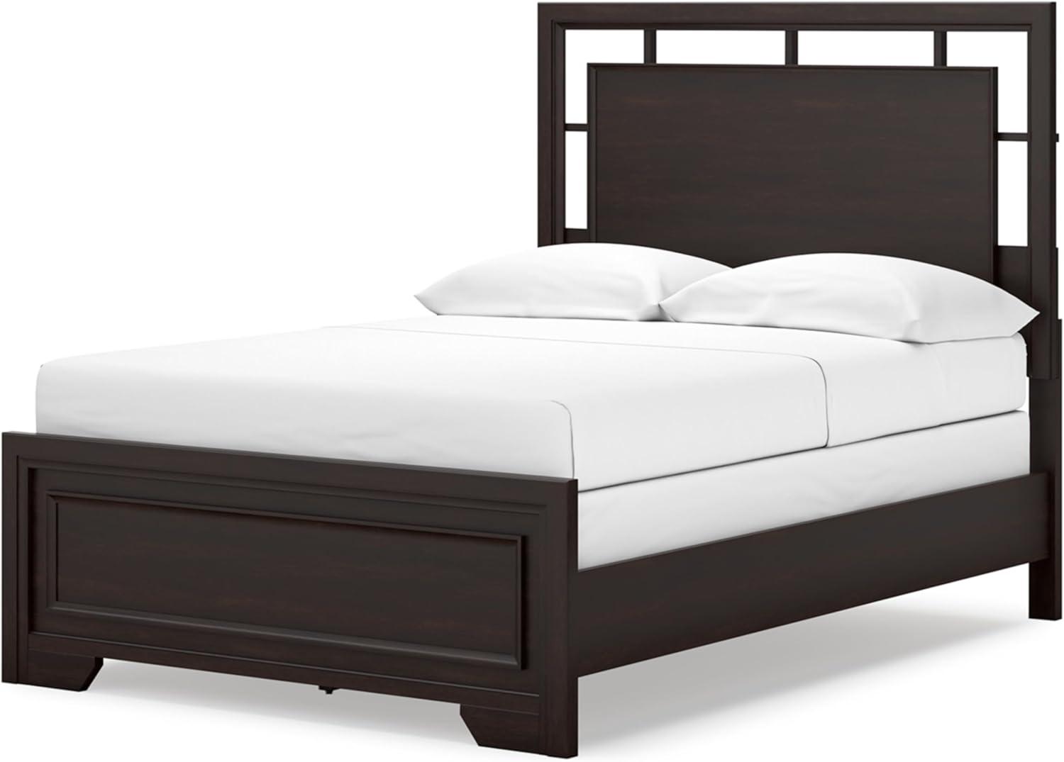 imageSignature Design by Ashley Covetown Traditional California King Panel Bed Foundation or Box Spring Needed Dark BrownFull Panel Bed