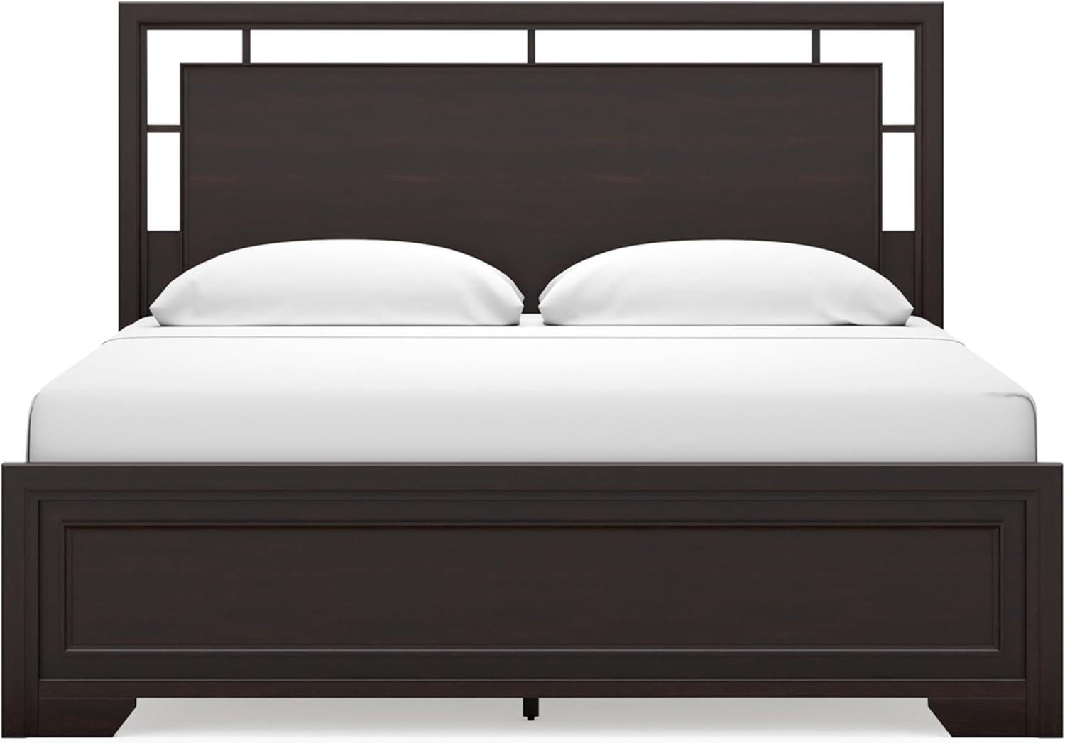imageSignature Design by Ashley Covetown Traditional California King Panel Bed Foundation or Box Spring Needed Dark BrownKing Panel Bed