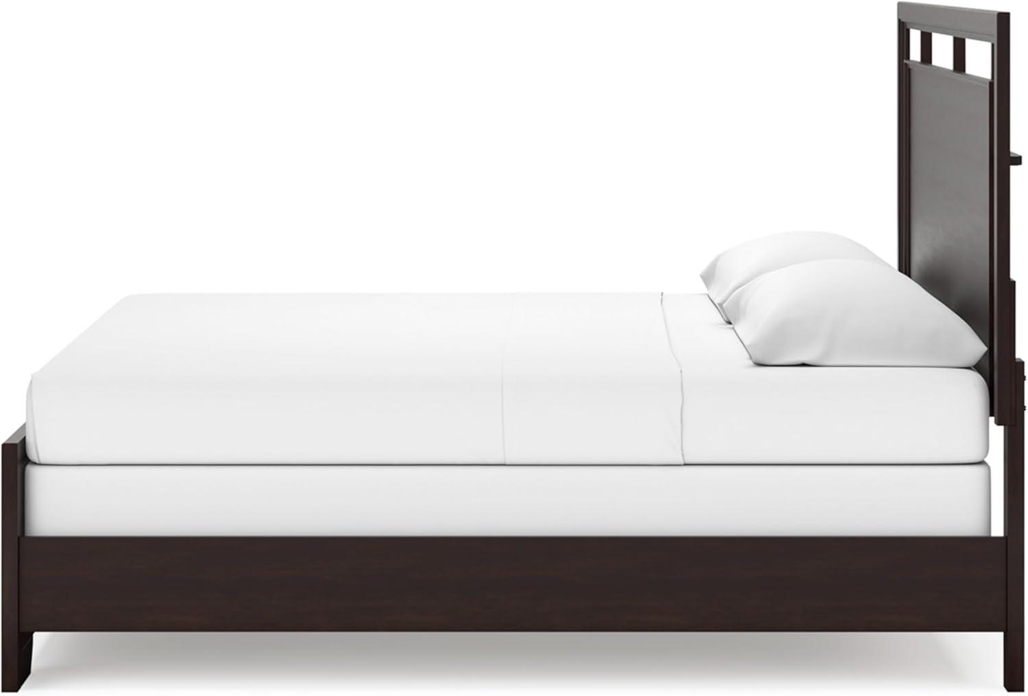 imageSignature Design by Ashley Covetown Traditional California King Panel Bed Foundation or Box Spring Needed Dark BrownKing Panel Bed