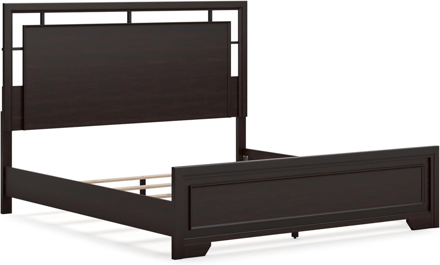 imageSignature Design by Ashley Covetown Traditional California King Panel Bed Foundation or Box Spring Needed Dark BrownKing Panel Bed