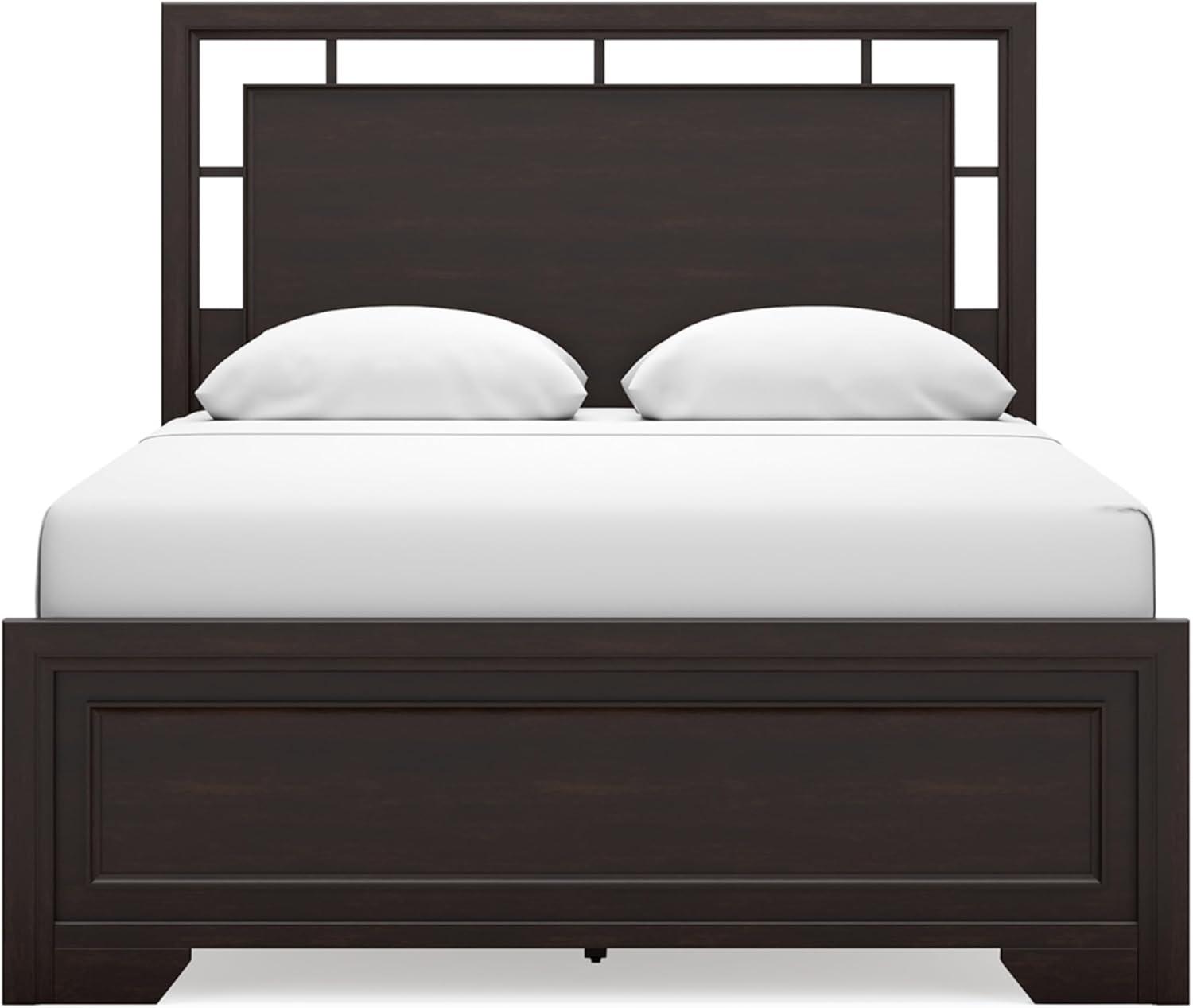 imageSignature Design by Ashley Covetown Traditional California King Panel Bed Foundation or Box Spring Needed Dark BrownQueen Panel Bed