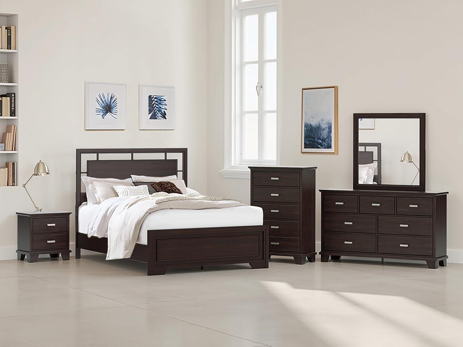 imageSignature Design by Ashley Covetown Traditional California King Panel Bed Foundation or Box Spring Needed Dark BrownQueen Panel Bed
