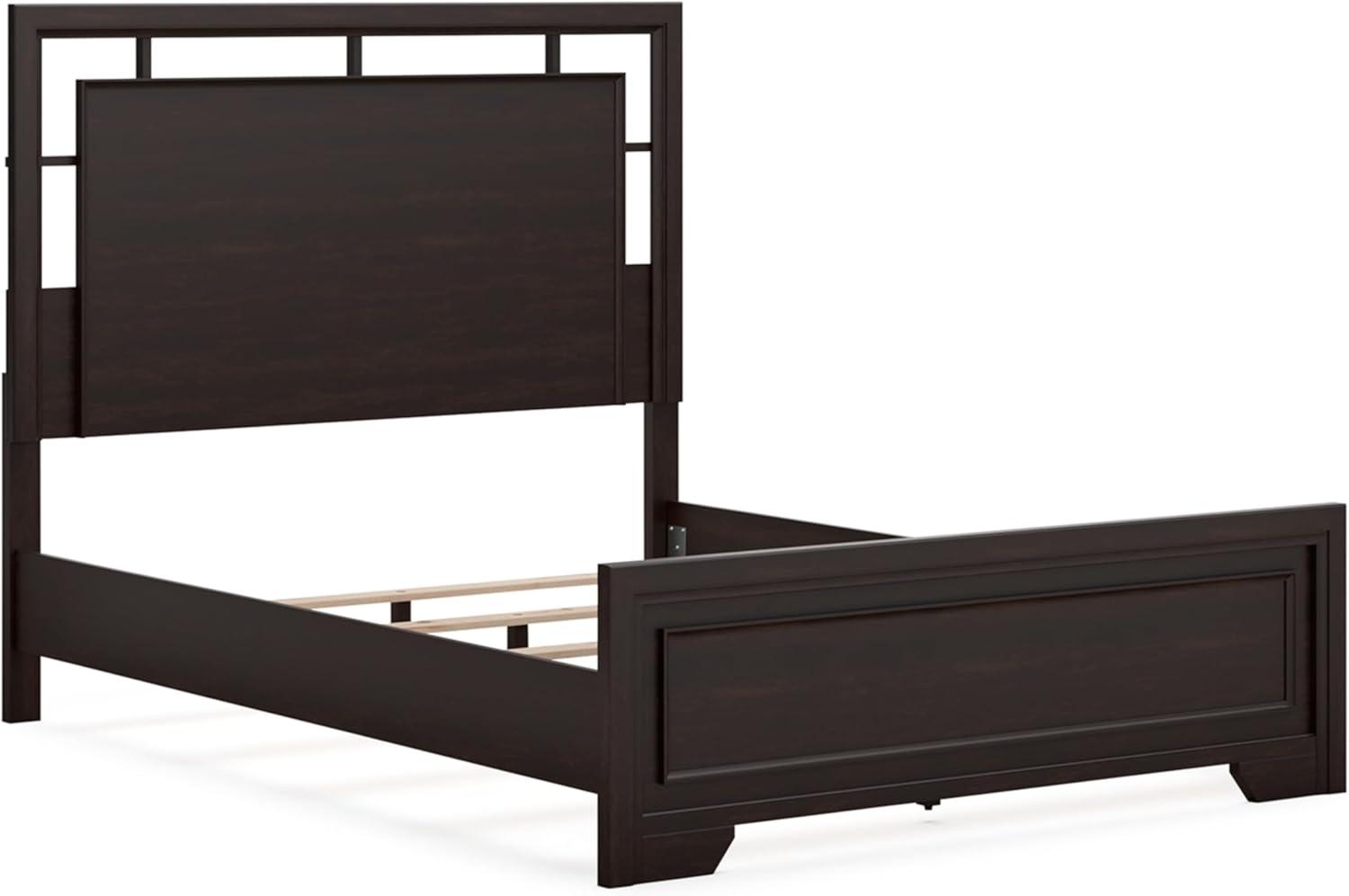 imageSignature Design by Ashley Covetown Traditional California King Panel Bed Foundation or Box Spring Needed Dark BrownQueen Panel Bed