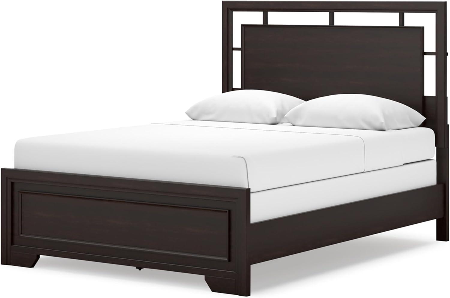 imageSignature Design by Ashley Covetown Traditional California King Panel Bed Foundation or Box Spring Needed Dark BrownQueen Panel Bed