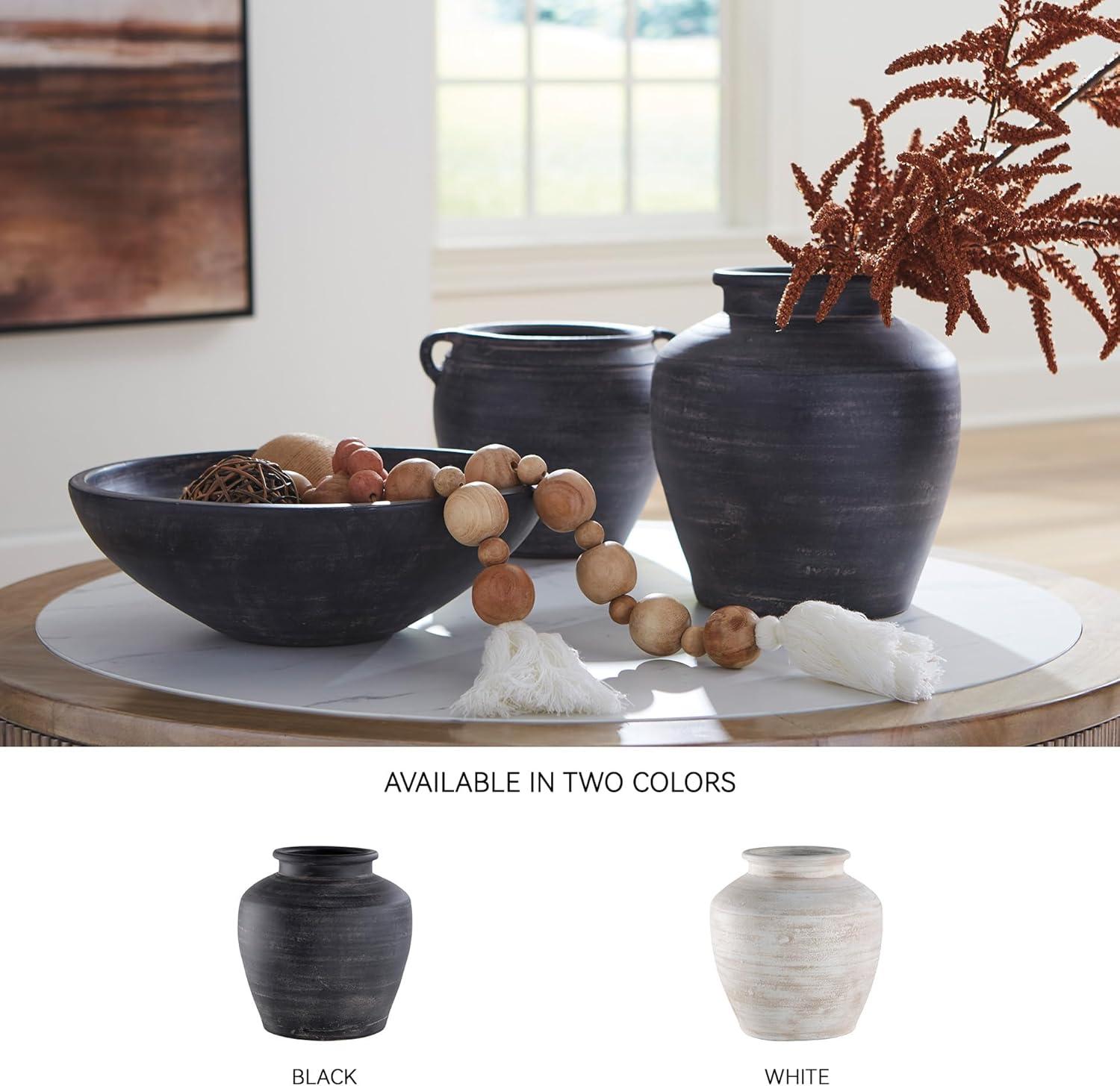 imageSignature Design by Ashley Meadie Casual Indoor Distressed Terra Cotta Vase with Wide Mouth BlackBlack