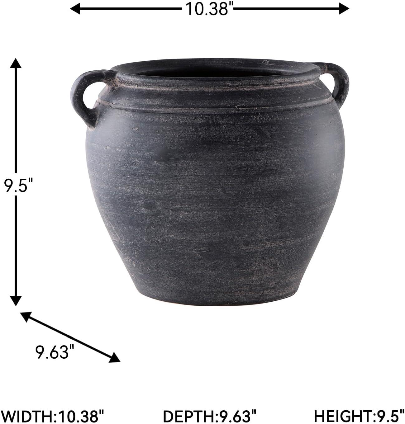 imageSignature Design by Ashley Meadie Casual Indoor Distressed Terra Cotta Vase with Wide Mouth BlackBlack