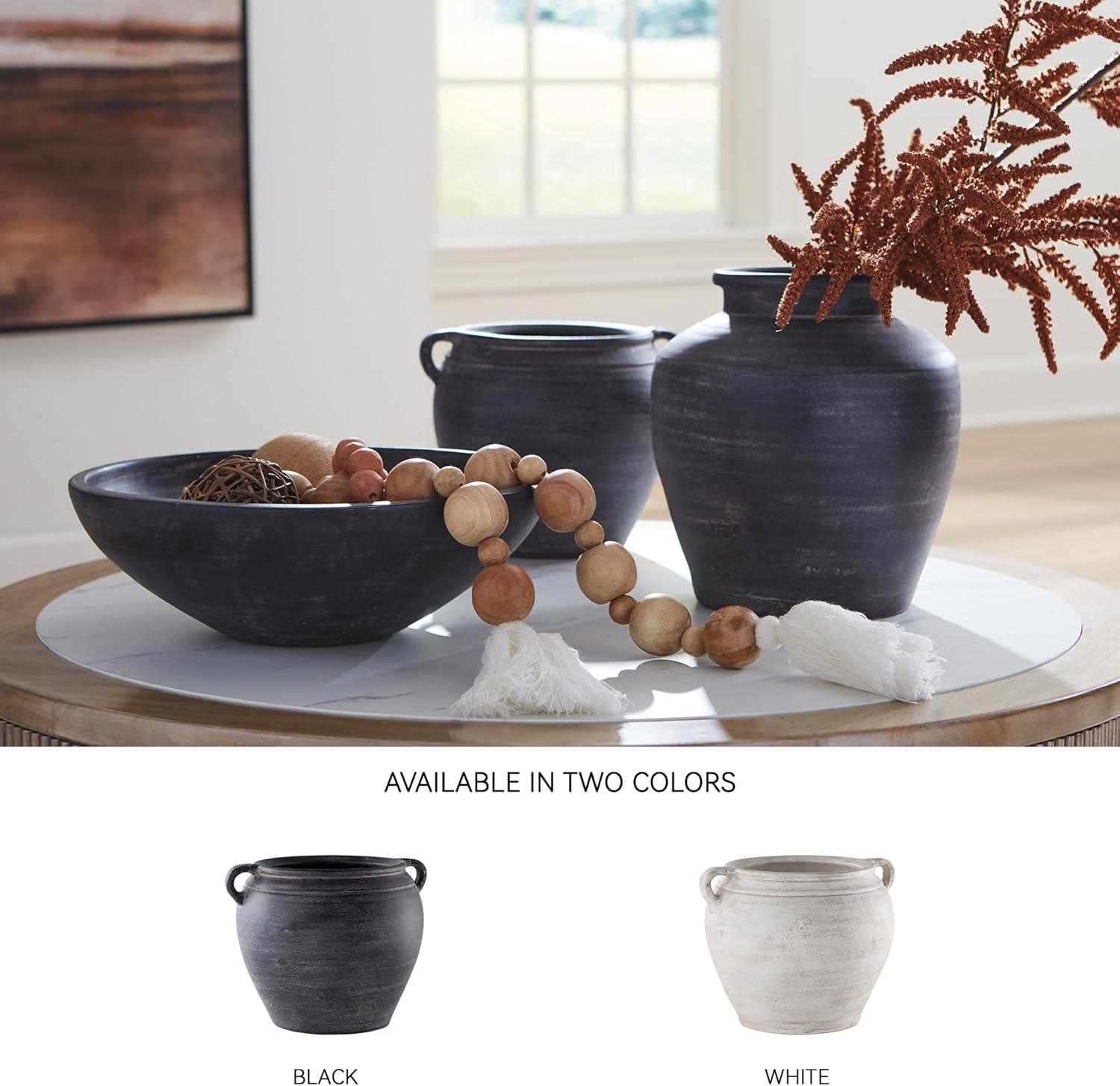 imageSignature Design by Ashley Meadie Casual Indoor Distressed Terra Cotta Vase with Wide Mouth BlackBlack