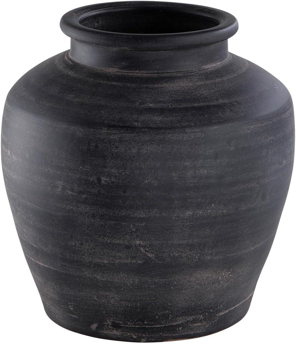 imageSignature Design by Ashley Meadie Casual Indoor Distressed Terra Cotta Vase with Wide Mouth BlackBlack