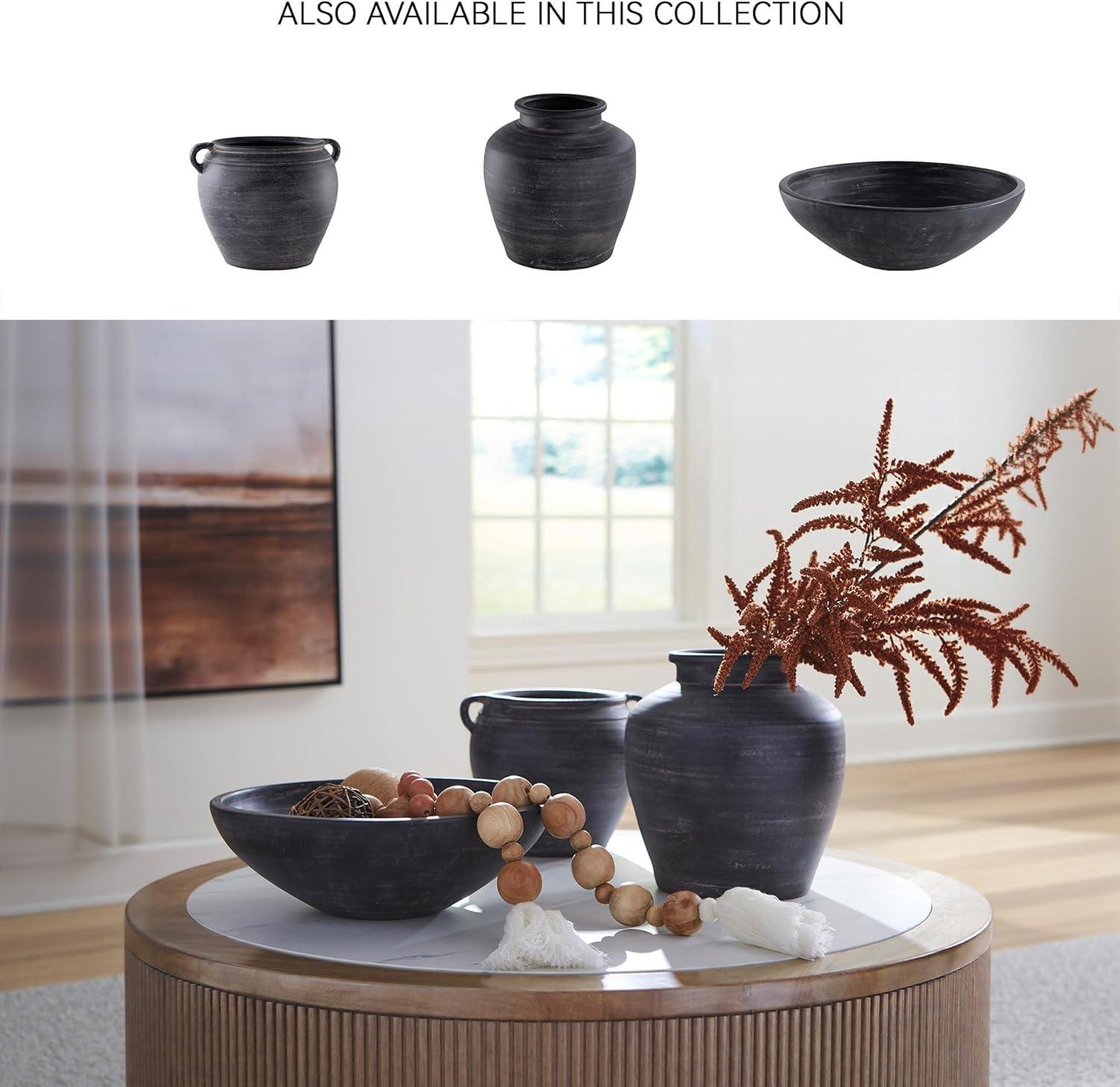 imageSignature Design by Ashley Meadie Casual Indoor Distressed Terra Cotta Vase with Wide Mouth BlackBlack