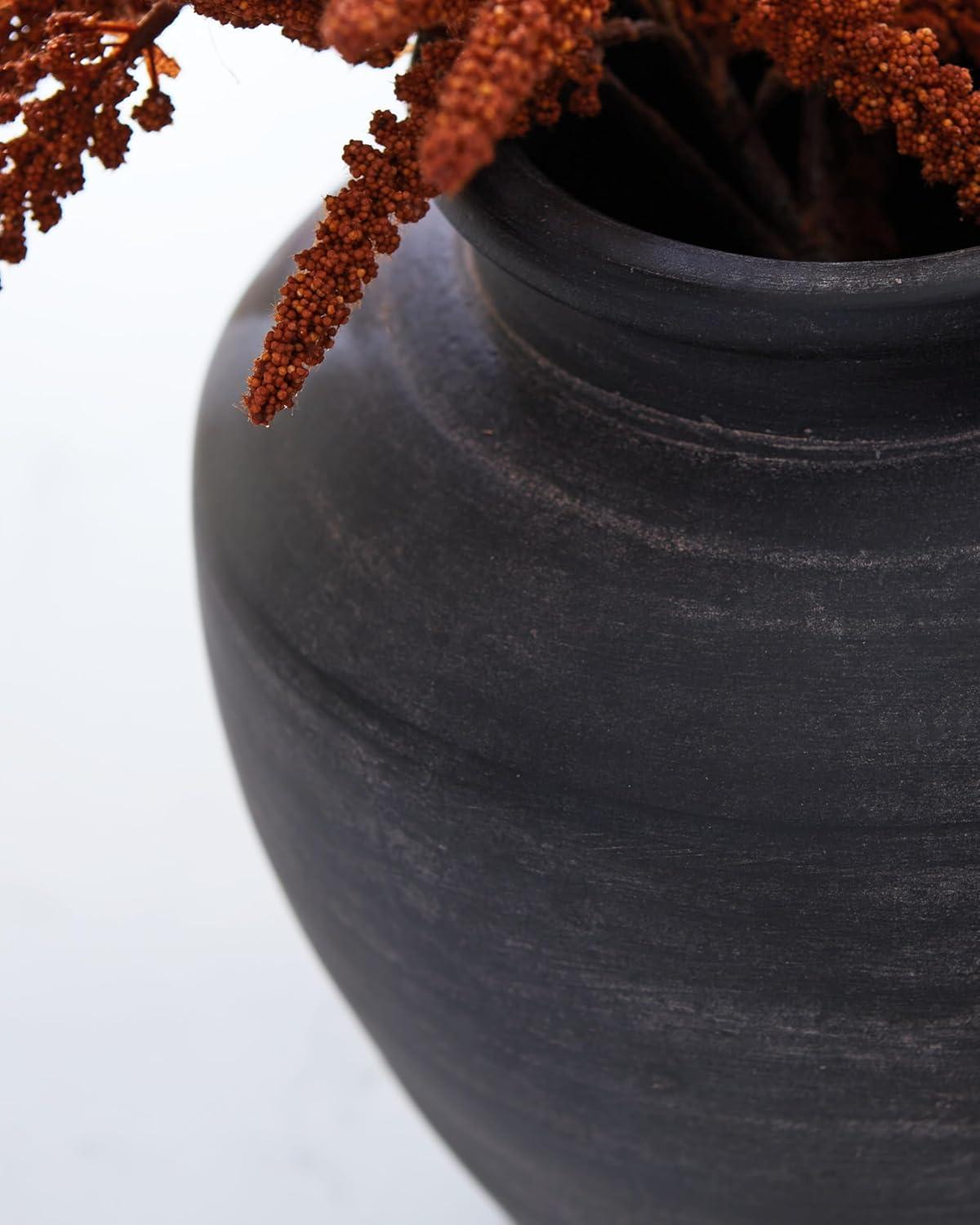 imageSignature Design by Ashley Meadie Casual Indoor Distressed Terra Cotta Vase with Wide Mouth BlackBlack
