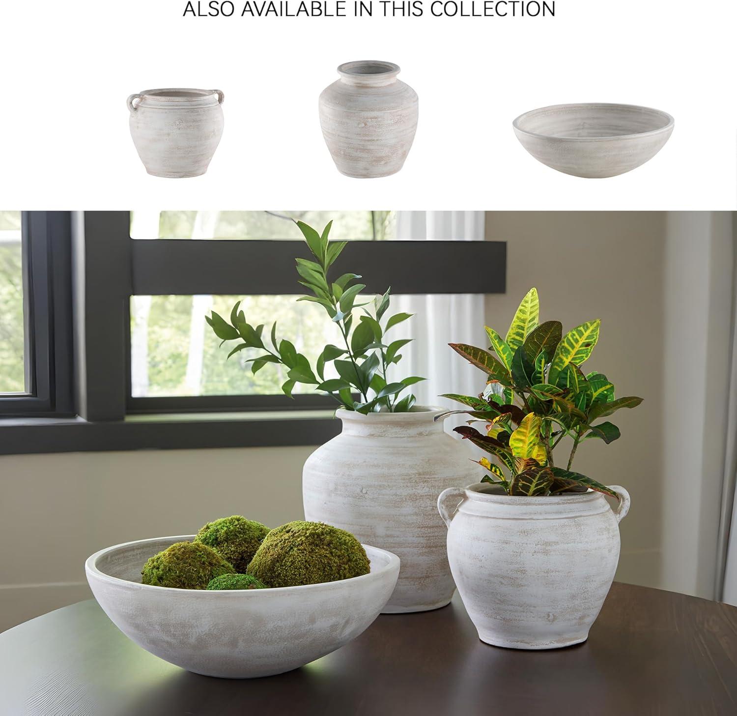 imageSignature Design by Ashley Meadie Casual Indoor Distressed Terra Cotta Vase with Wide Mouth BlackWhite