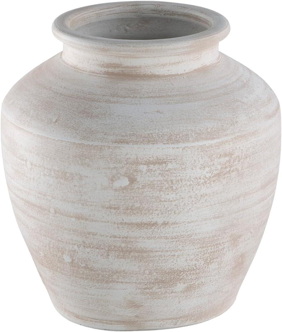 imageSignature Design by Ashley Meadie Casual Indoor Distressed Terra Cotta Vase with Wide Mouth BlackWhite