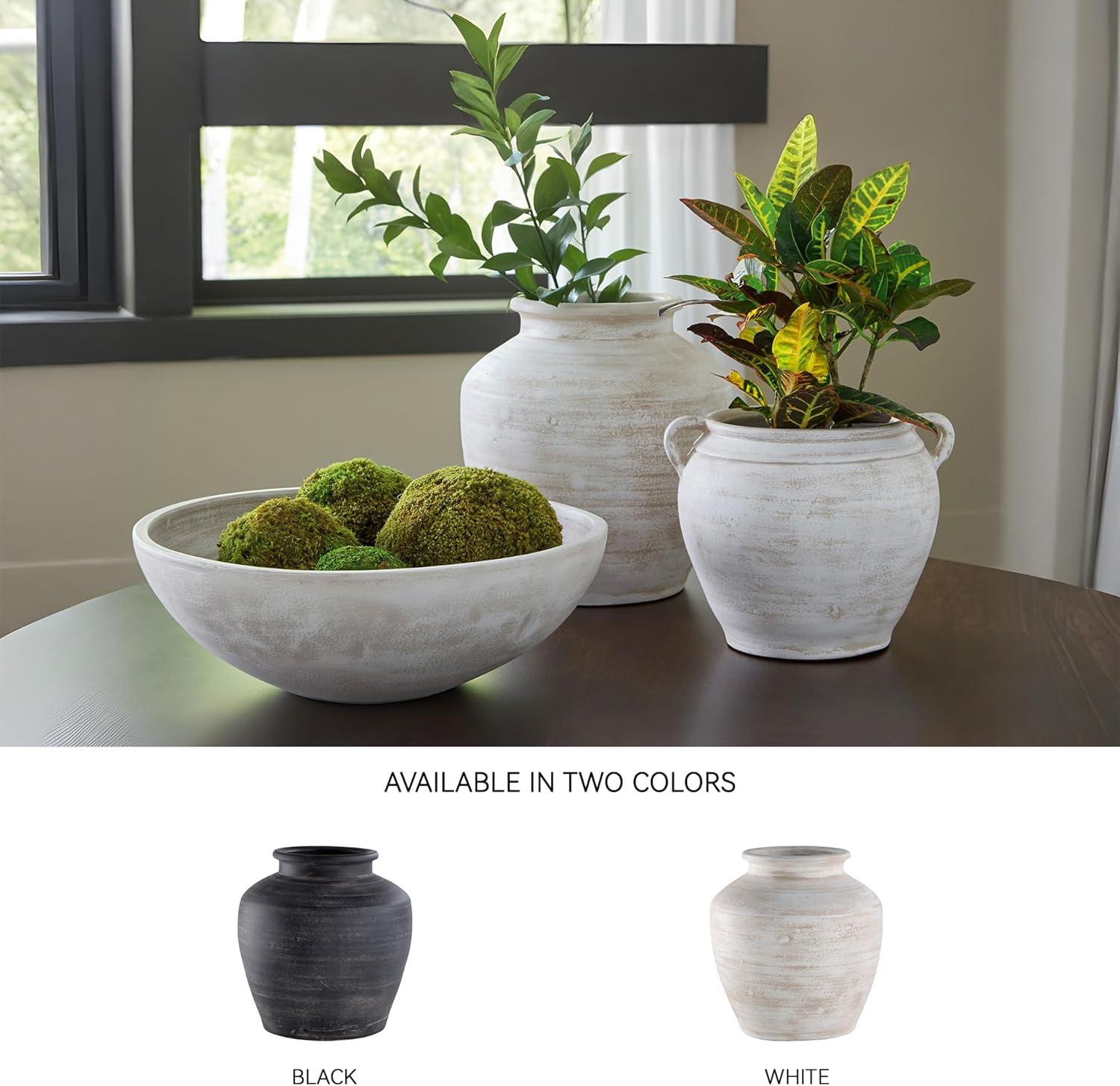 imageSignature Design by Ashley Meadie Casual Indoor Distressed Terra Cotta Vase with Wide Mouth BlackWhite
