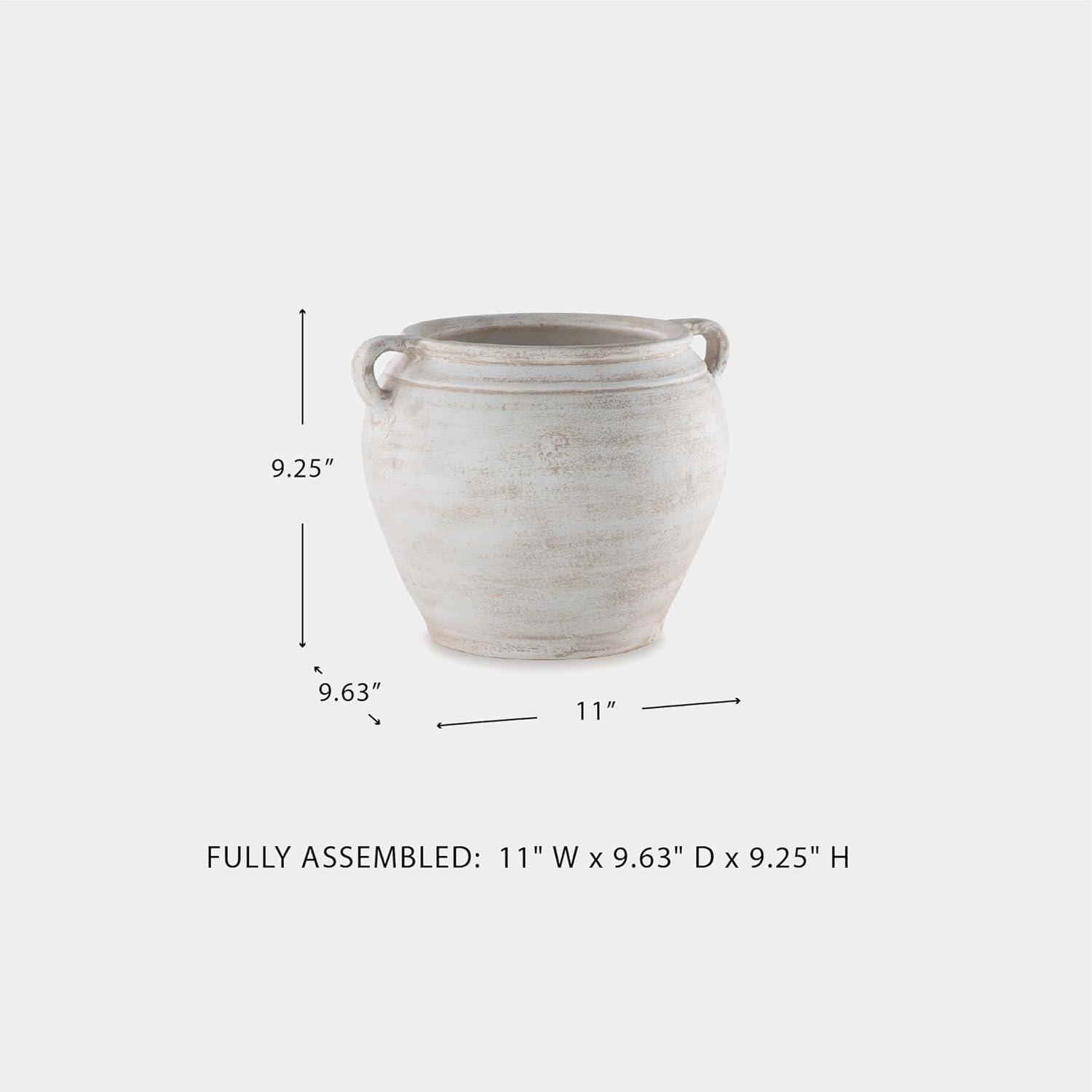 imageSignature Design by Ashley Meadie Casual Indoor Distressed Terra Cotta Vase with Wide Mouth BlackWhite
