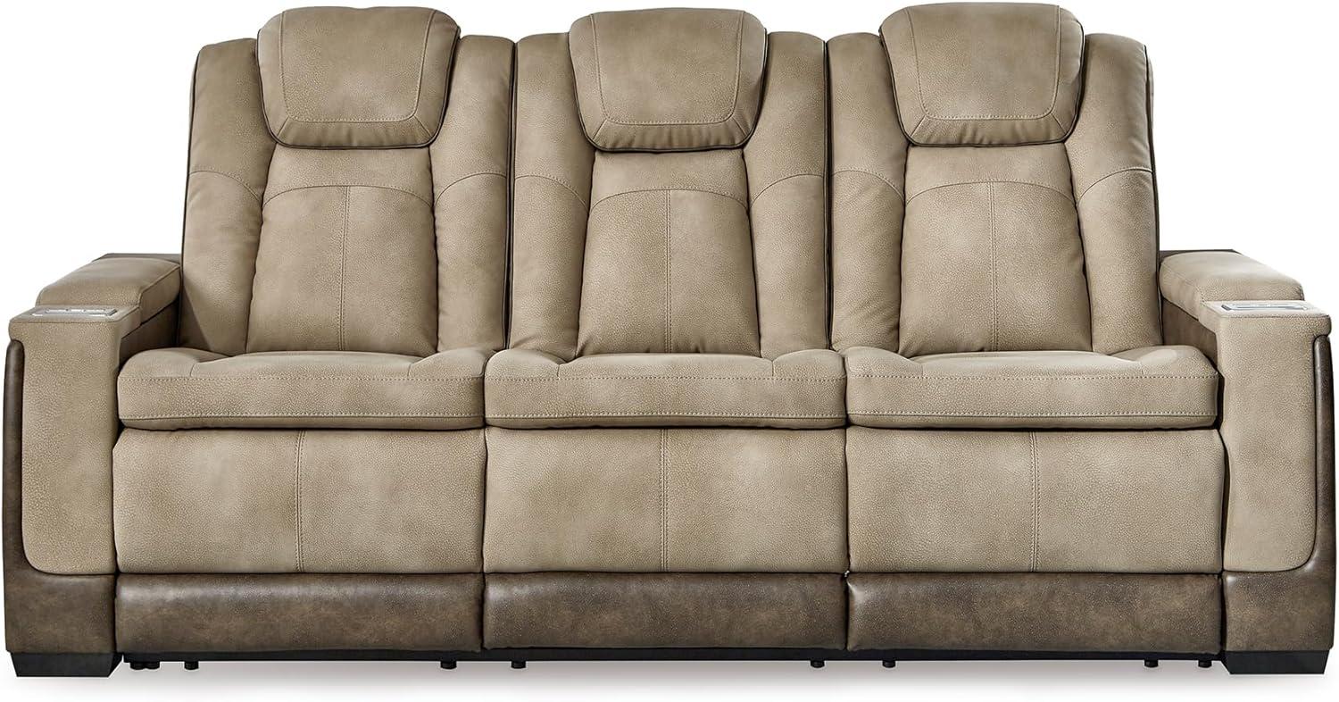 imageSignature Design by Ashley NextGen DuraPella Contemporary Faux Leather Modular Wall Hugger 3Piece Power Reclining Sectional Sofa with Adjustable Headrest and USB Ports GrayBeige