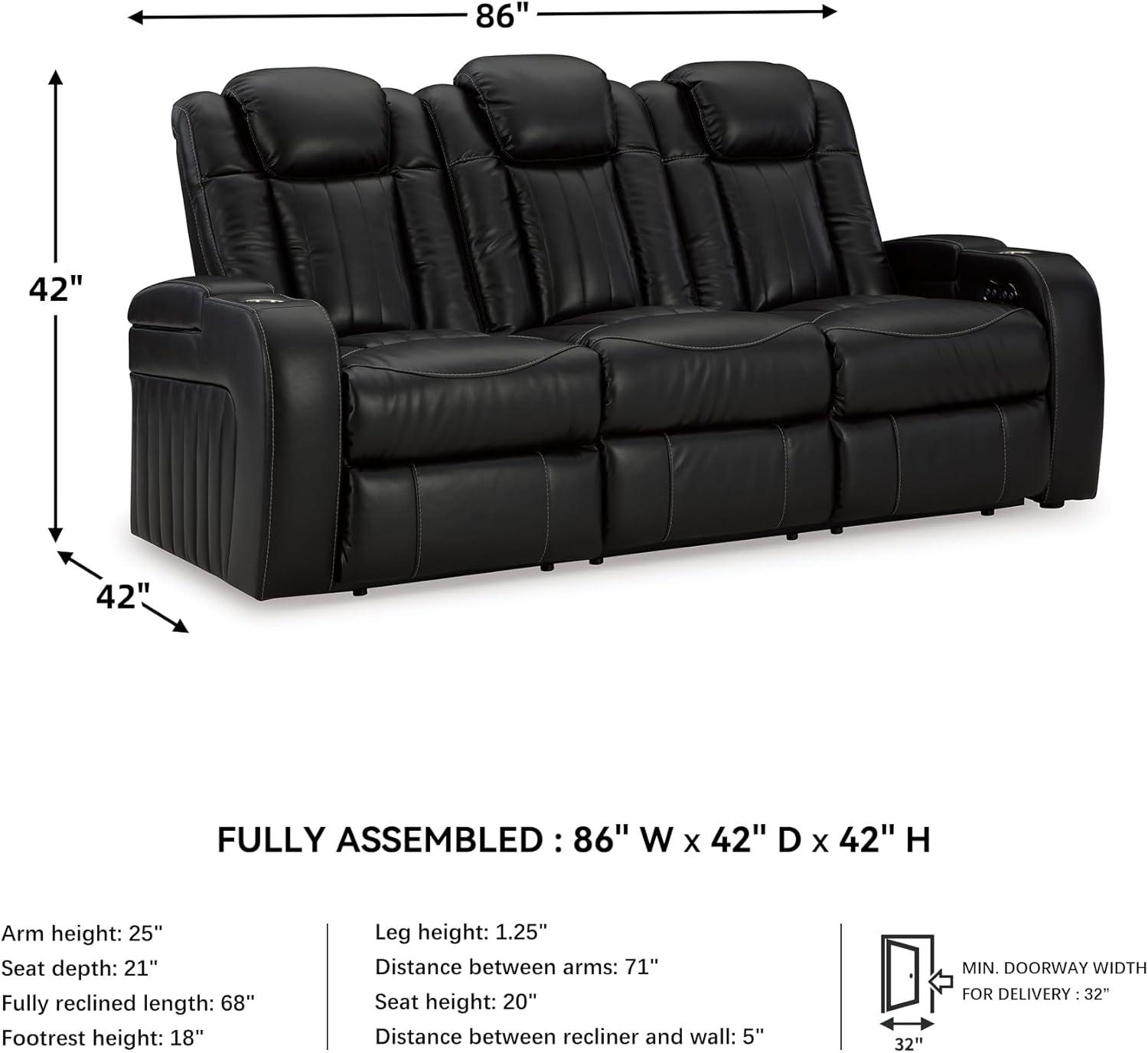 imageSignature Design by Ashley NextGen DuraPella Contemporary Faux Leather Modular Wall Hugger 3Piece Power Reclining Sectional Sofa with Adjustable Headrest and USB Ports GrayBlack