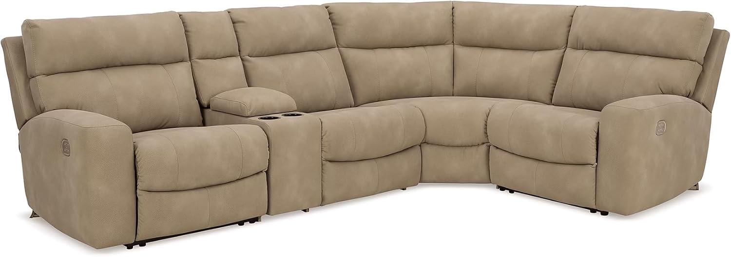 imageSignature Design by Ashley NextGen DuraPella Contemporary Faux Leather Modular Wall Hugger 3Piece Power Reclining Sectional Sofa with Adjustable Headrest and USB Ports GrayBeige