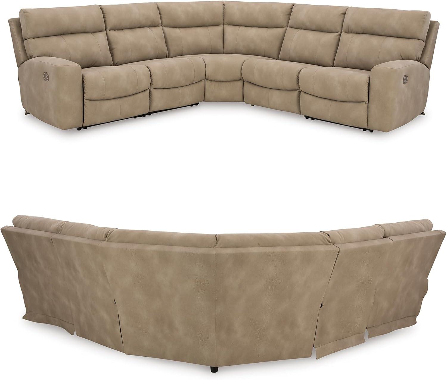 imageSignature Design by Ashley NextGen DuraPella Contemporary Faux Leather Modular Wall Hugger 3Piece Power Reclining Sectional Sofa with Adjustable Headrest and USB Ports GrayBeige