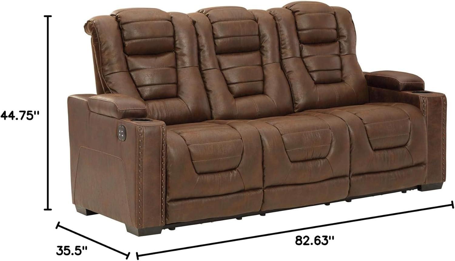 imageSignature Design by Ashley NextGen DuraPella Contemporary Faux Leather Modular Wall Hugger 3Piece Power Reclining Sectional Sofa with Adjustable Headrest and USB Ports GrayBrown